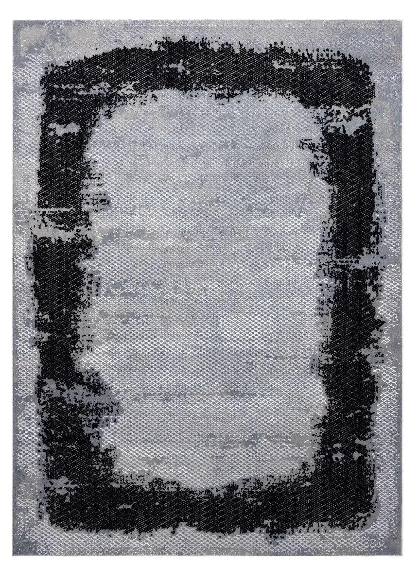 Dywany Łuszczów, Kusový koberec Core A004 Frame black/light grey, 160x220, šedá, chodba / předsíň