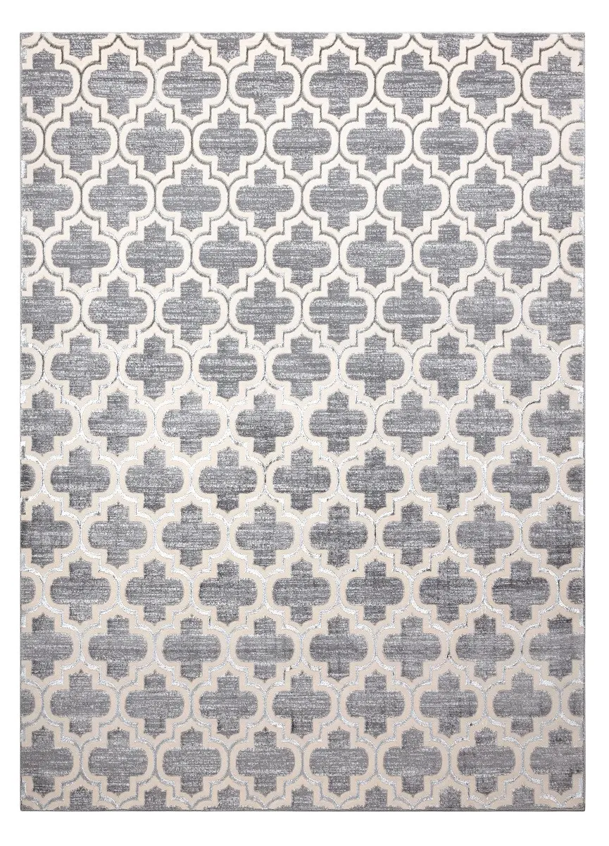 Dywany Łuszczów, Kusový koberec Core W6764 Trellis grey/cream, 140x190, šedá, chodba / předsíň