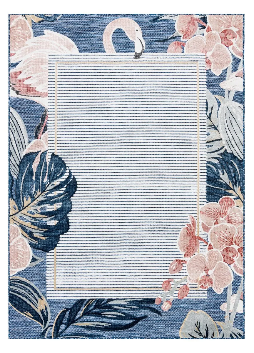 Dywany Łuszczów, Kusový koberec Botanic 65240 Flamingo navy – na ven i na doma, 117x170, modrá, chodba / předsíň