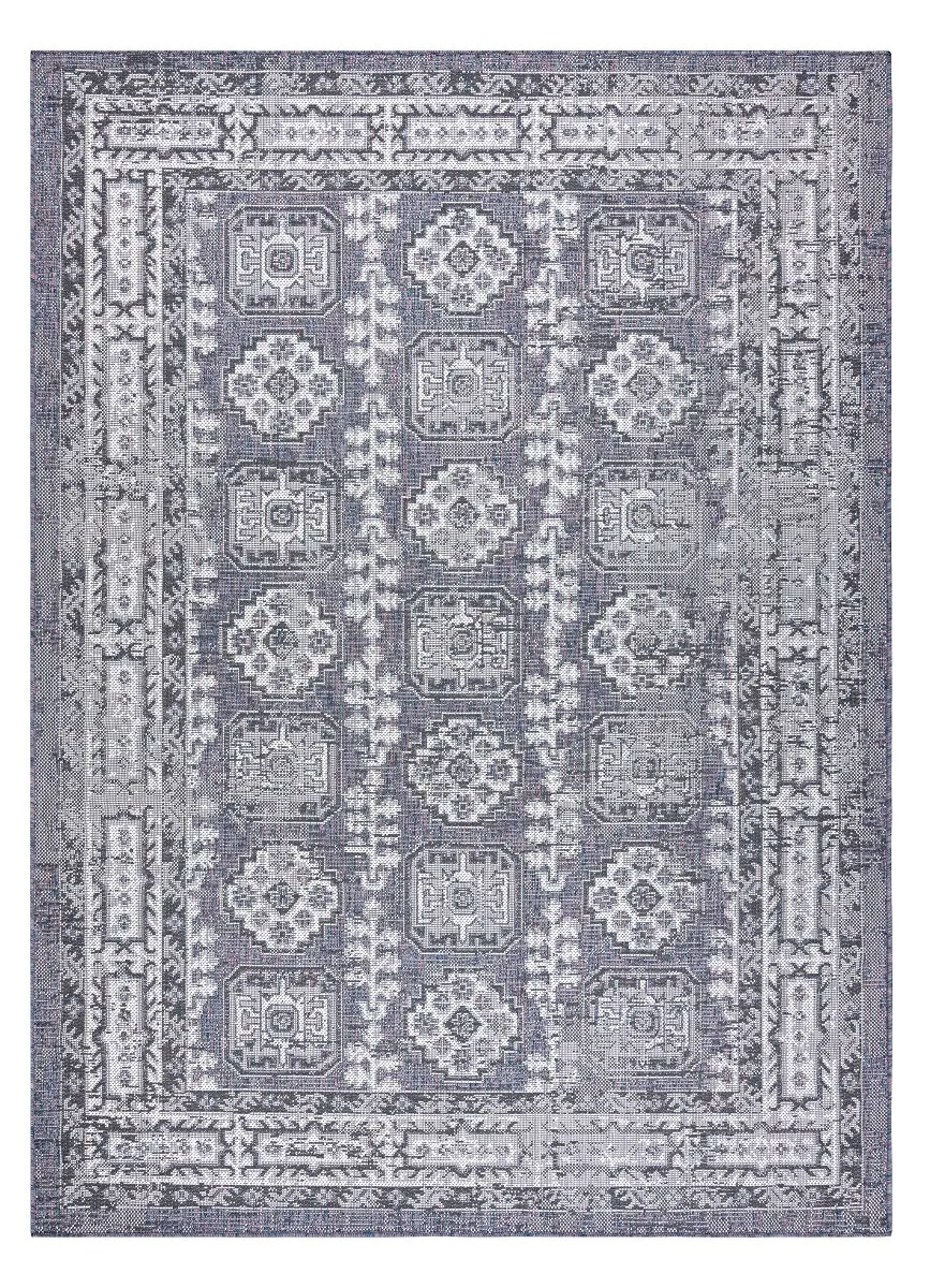 Dywany Łuszczów, Kusový koberec Sion Sisal Ornament 2832 blue/pink/ecru – na ven i na doma, 80x150, šedá, chodba / předsíň