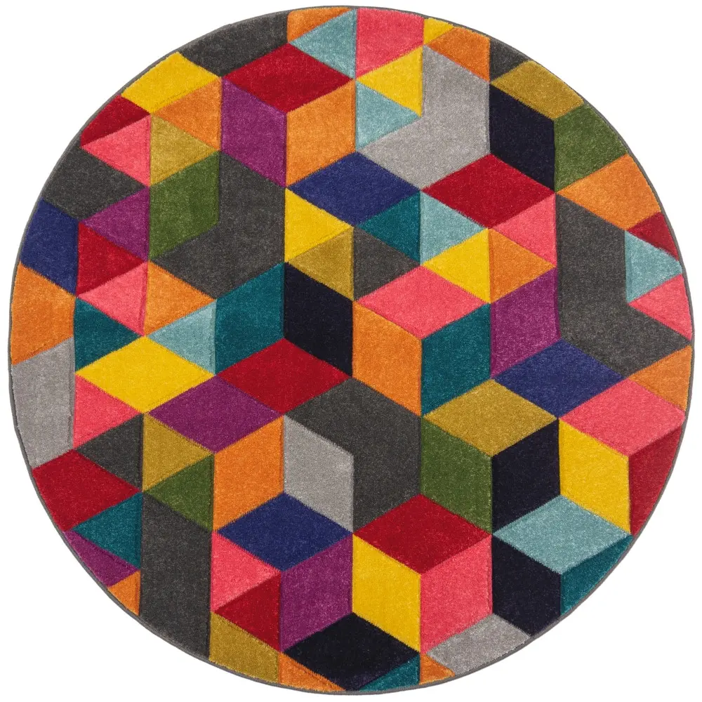 Flair Rugs, Kusový koberec Spectrum Dynamic Multi kruh, 160x160 (průměr) kruh, vícebarevná, ložnice