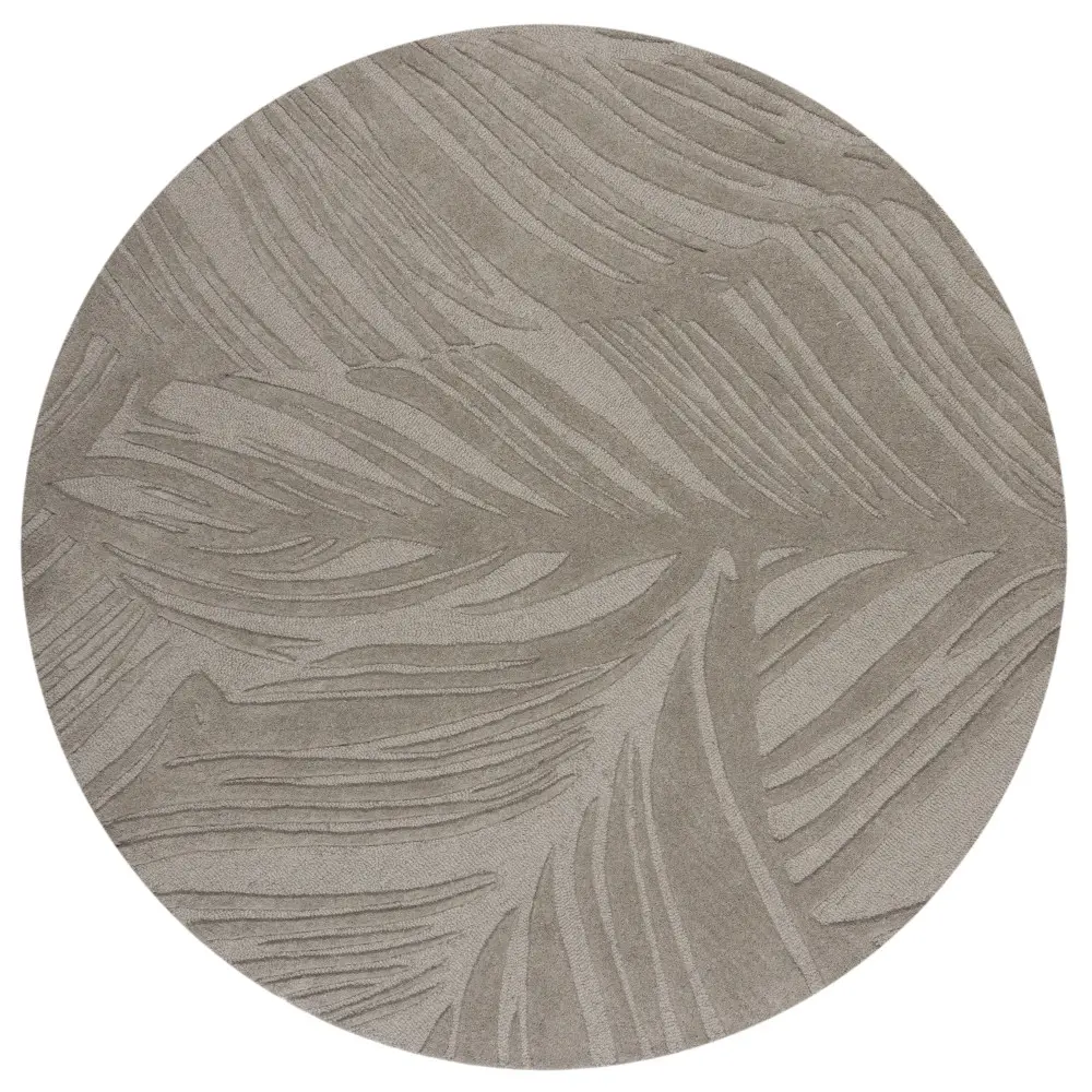 Flair Rugs, Kusový koberec Solace Lino Leaf Grey kruh, 160x160 (průměr) kruh, šedá, ložnice