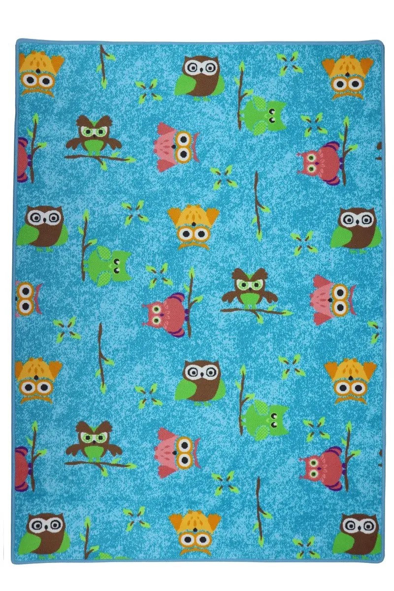 Vopi, Dětský kusový koberec Sovička Silk 5298 tyrkys,
