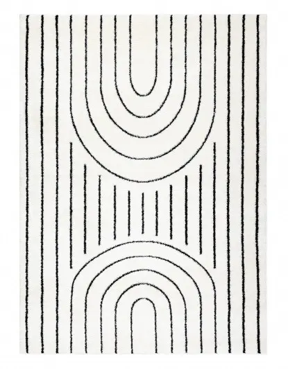 Dywany Łuszczów, Kusový koberec Mode 8494 geometric cream/black, 140x190, bílá, černobílá, chodba / předsíň