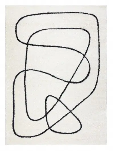 Dywany Łuszczów, Kusový koberec Mode 8377 abstract cream/black, 80x150, bílá, chodba / předsíň