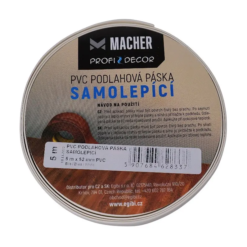 Macher, PVC podlahová páska SAMOLEPÍCÍ bílá, délka: