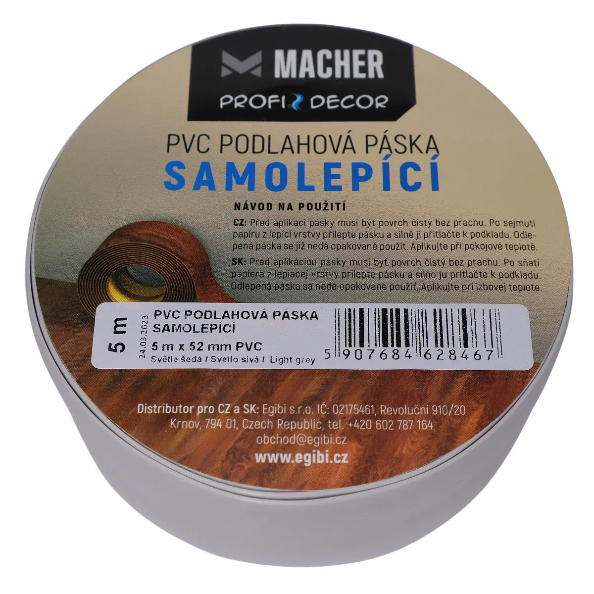 Macher, PVC podlahová páska SAMOLEPÍCÍ světle šedá, délka: