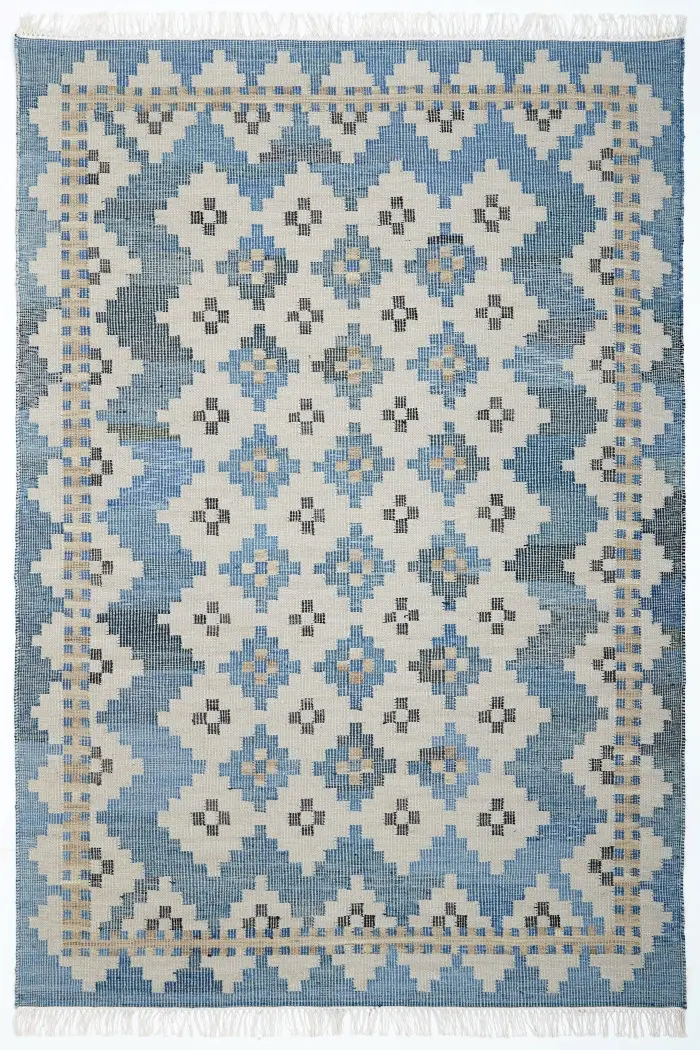 Diamond Carpets India, Ručně vázaný kusový koberec Casablanca DE 2255 Multi Colour, 200x290, modrá, chodba / předsíň