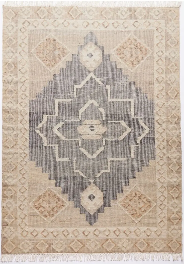 Diamond Carpets India, Ručně vázaný kusový koberec Heriz Wood DE 2005 Grey Mix, 120x170, béžová, chodba / předsíň