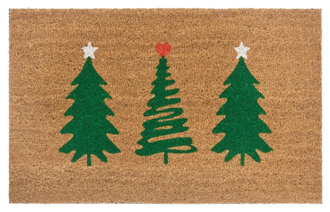 Hanse Home, Rohožka 3 stromy vánoční 105671 - na ven i na doma, 45x75, zelená, chodba / předsíň