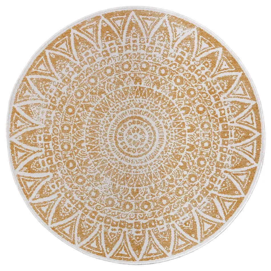 MK Original: Produkty s rodokmenem, Kusový koberec Mujkoberec Original Nora 105792 Ochre kruh – na ven i na doma, 140x140 (průměr) kruh, žlutá, chodba / předsíň