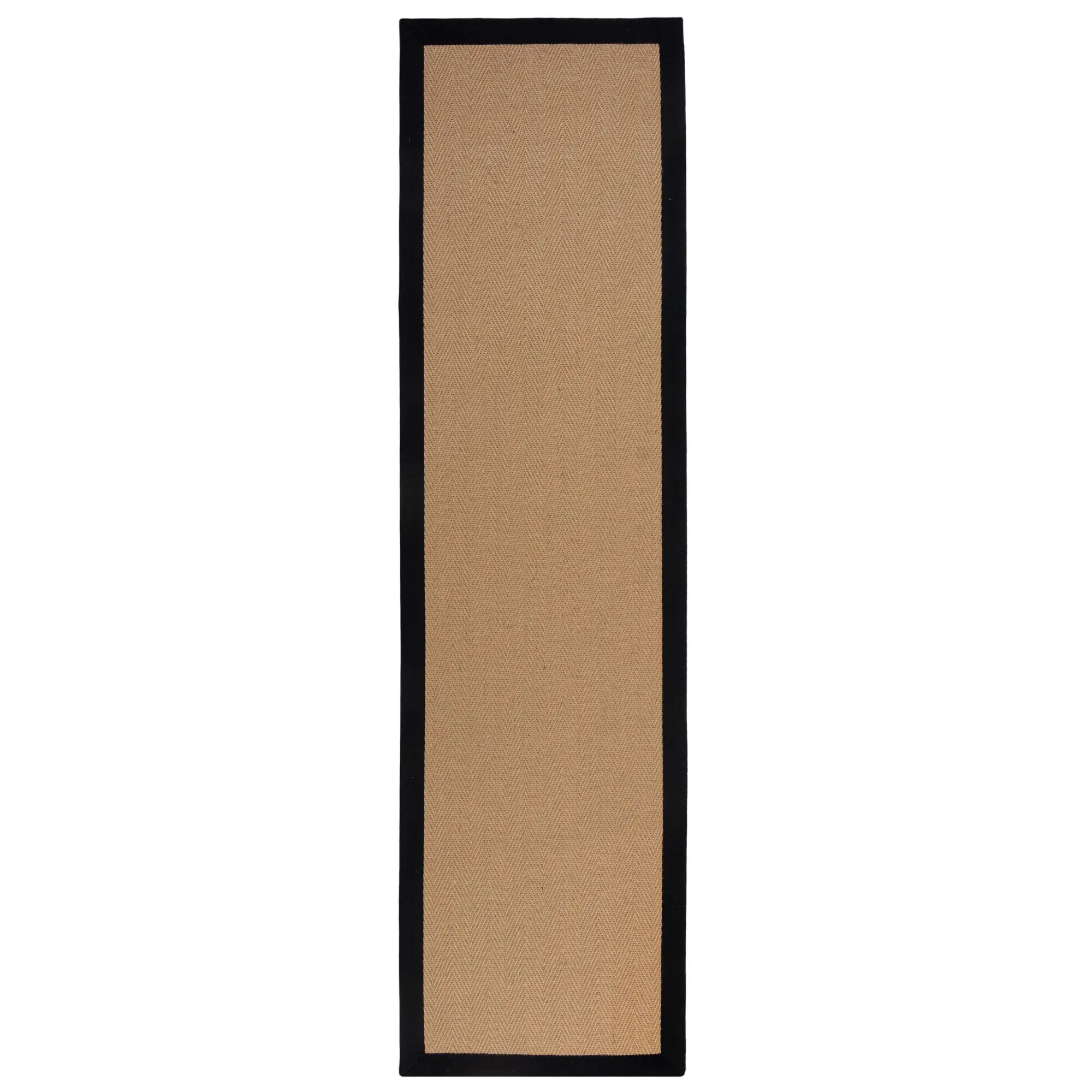 Flair Rugs, Běhoun Herringbone Border Kira Black, 60x230, béžová, chodba / předsíň