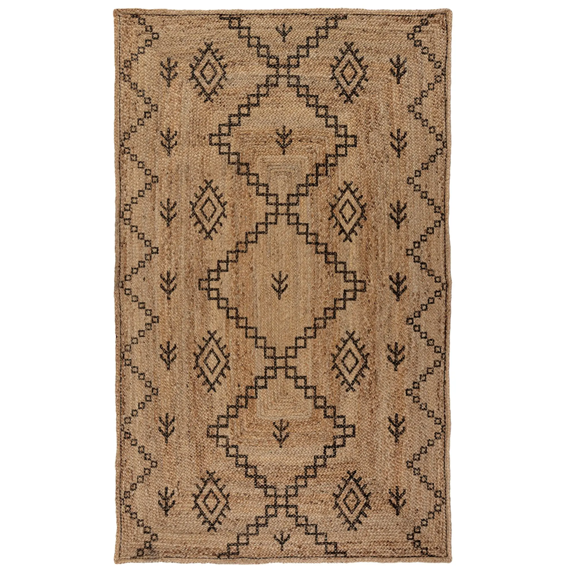 Flair Rugs Kusový koberec Printed Jute Rowen Natural/Black 200x290 cm