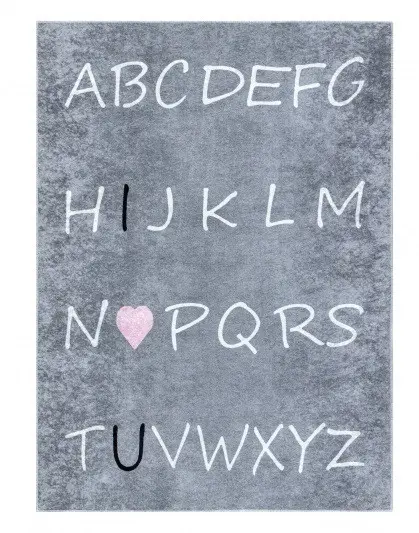 Dywany Łuszczów, Dětský kusový koberec Junior 52106.801 Alphabet grey, 160x220, šedá, dětský pokoj