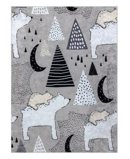 Dywany Łuszczów, Dětský kusový koberec Junior 51974.802 Bears grey, 80x150, šedá, dětský pokoj