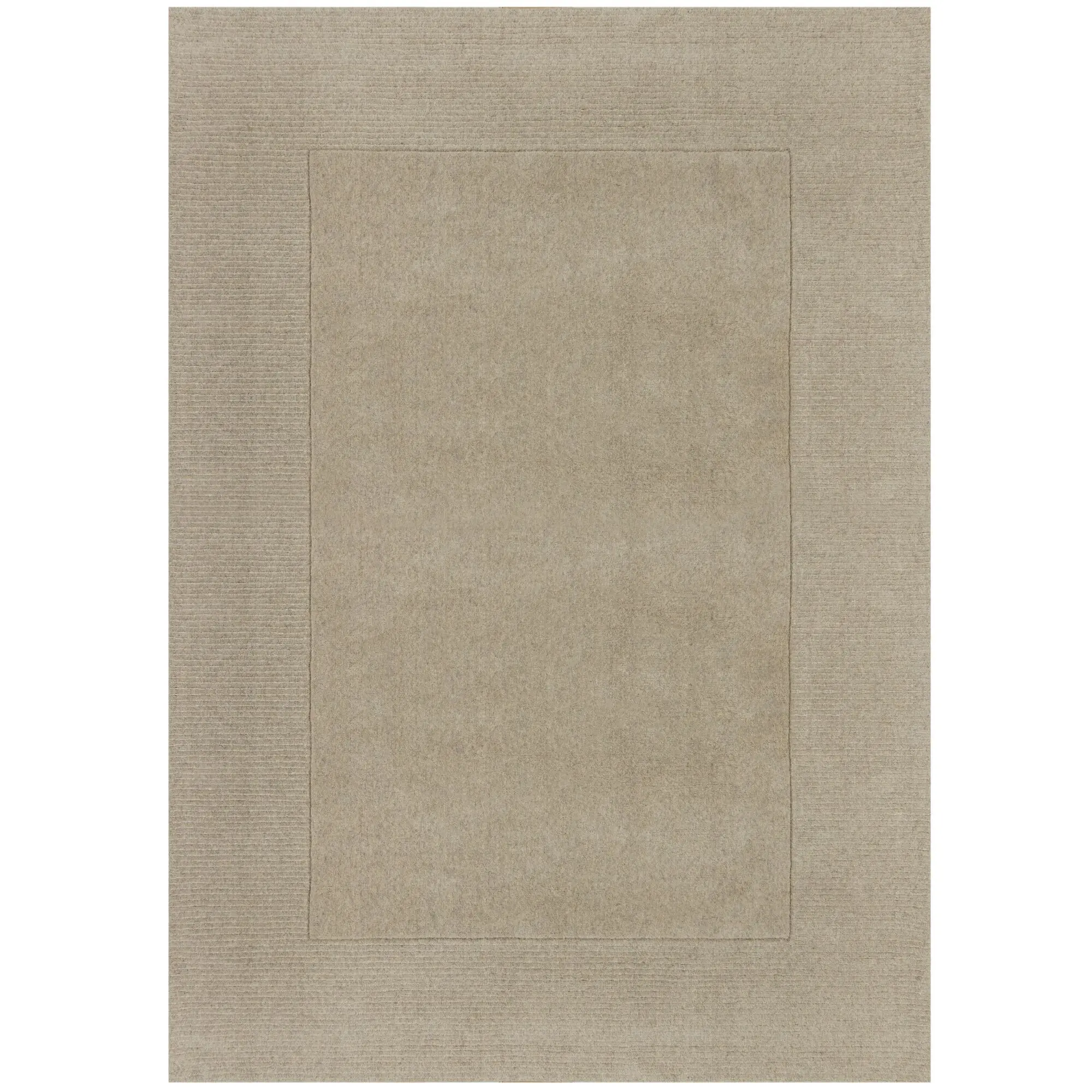 Flair Rugs, Kusový ručně tkaný koberec Tuscany Textured Wool Border Natural, 160x230, béžová, ložnice