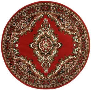 Alfa Carpets, Kusový koberec TEHERAN T-102 red kruh, 190x190 (průměr) kruh, červená, chodba / předsíň