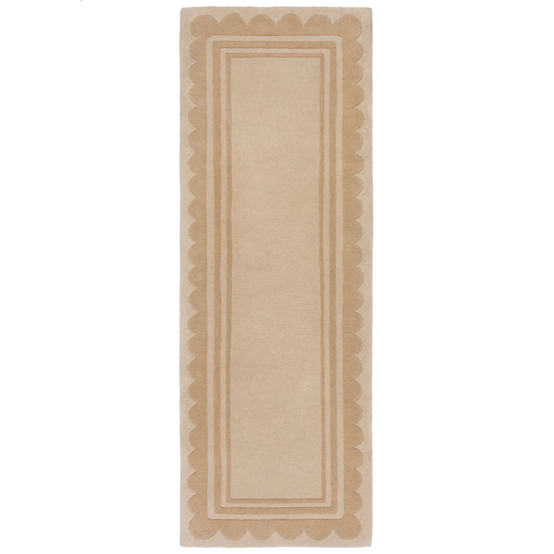 Ručně tkaný vlněný běhoun v přírodní barvě 80x230 cm Lois Scallop – Flair Rugs