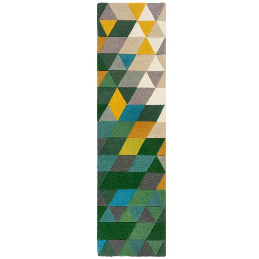 Flair Rugs, Ručně všívaný běhoun Illusion Prism Green/Multi, 60x230, zelená, chodba / předsíň