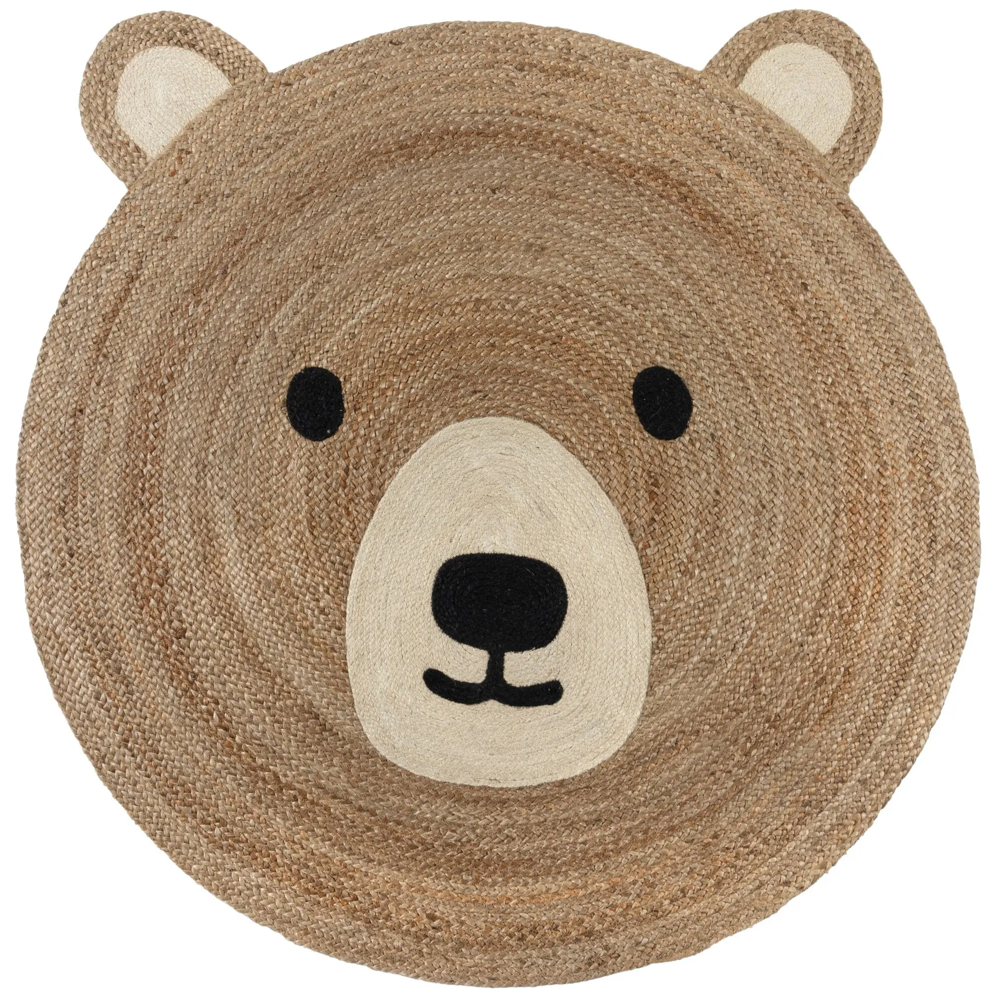 Flair Rugs, Dětský koberec Jute Kids Bear Natural, 100x100 (průměr) kruh, hnědá, dětský pokoj