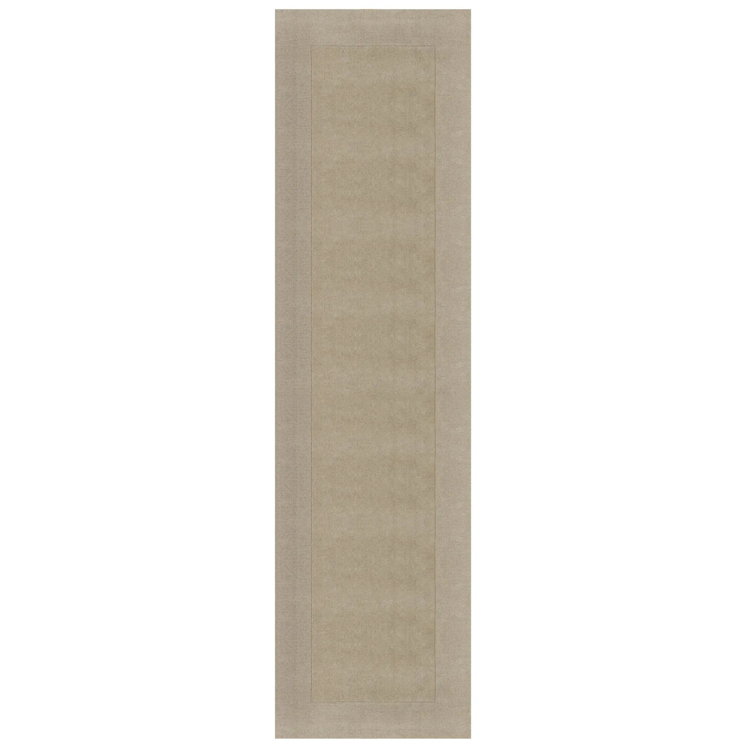 Flair Rugs, Ručně tkaný běhoun Tuscany Textured Wool Border Natural, 60x230, béžová, ložnice