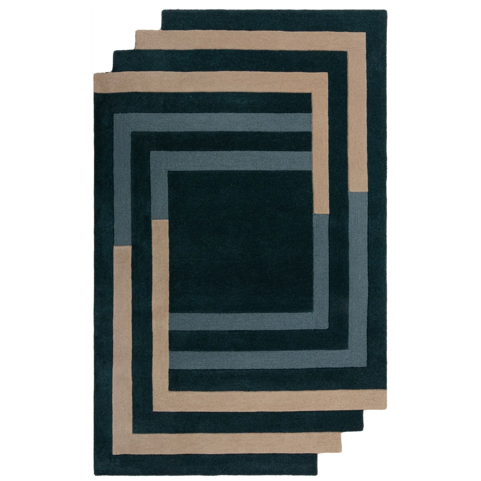 Flair Rugs, Ručně všívaný kusový koberec Abstract Labyrinth Shaped Green/Blue,