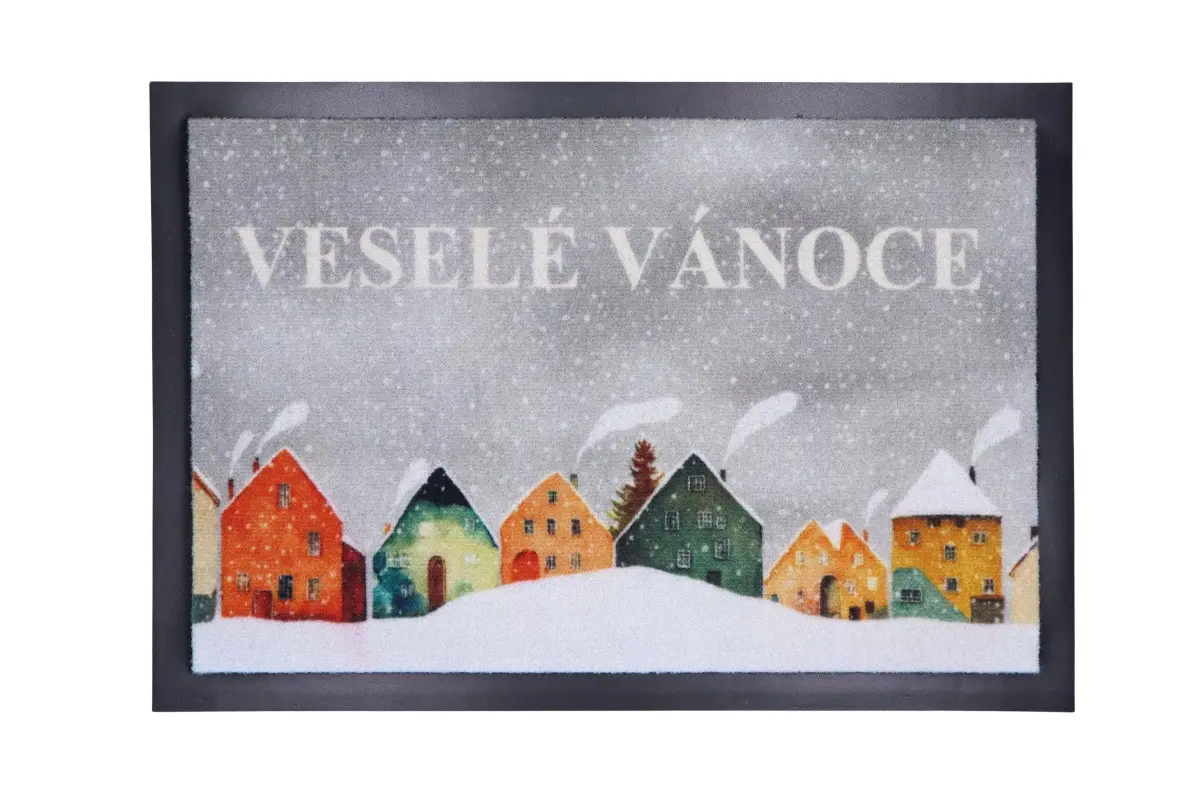 Mercury Flooring, Rohožka vánoční Zasněžená vesnička, 40x60, vícebarevná