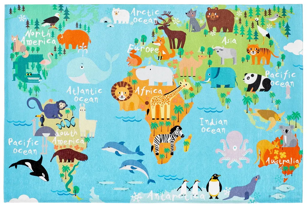 Obsession, Dětský kusový koberec Torino kids 233 WORLD MAP, 160x230, vícebarevná, dětský pokoj