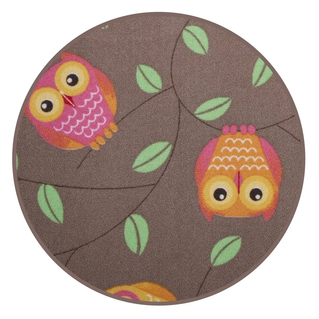 AladinWorld Expres, Dětský kusový koberec Little Owls kruh, 200x200 (průměr) kruh, hnědá, dětský pokoj