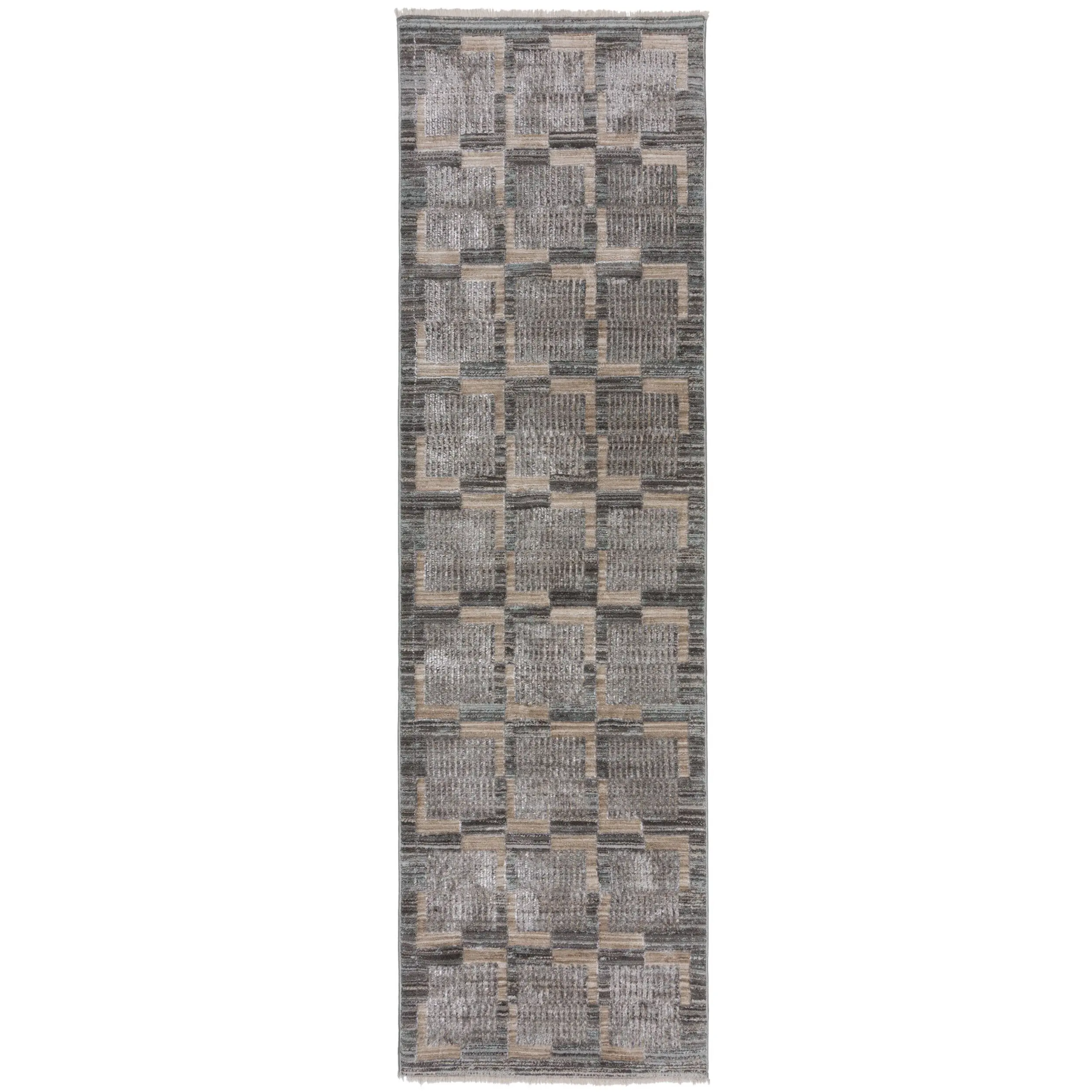 Flair Rugs, Běhoun Evelyn Blocks Natural, 66x240, vícebarevná, ložnice