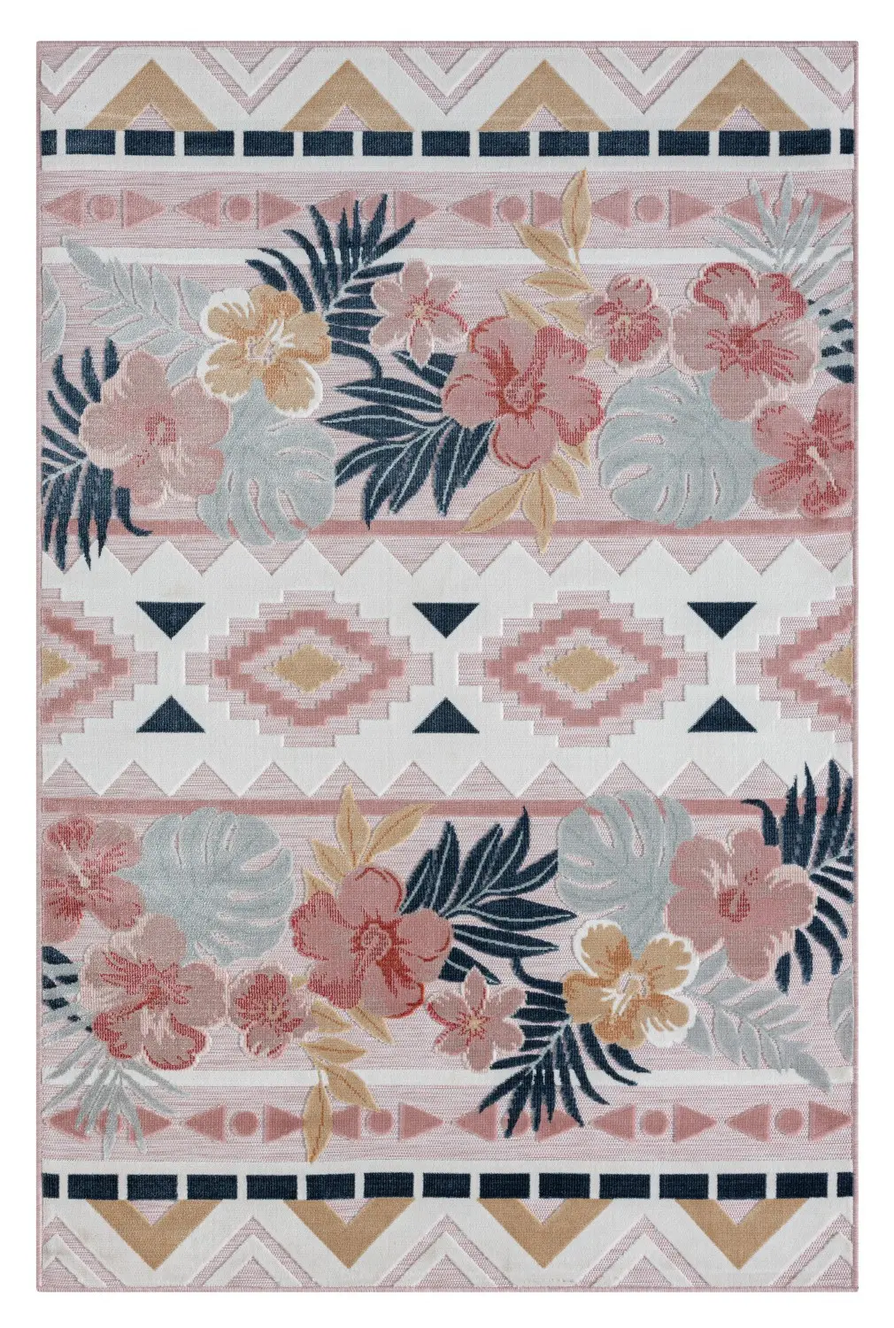 My Flair, Kusový koberec Flora II rosa – na ven i na doma, 160x230, vícebarevná, chodba / předsíň