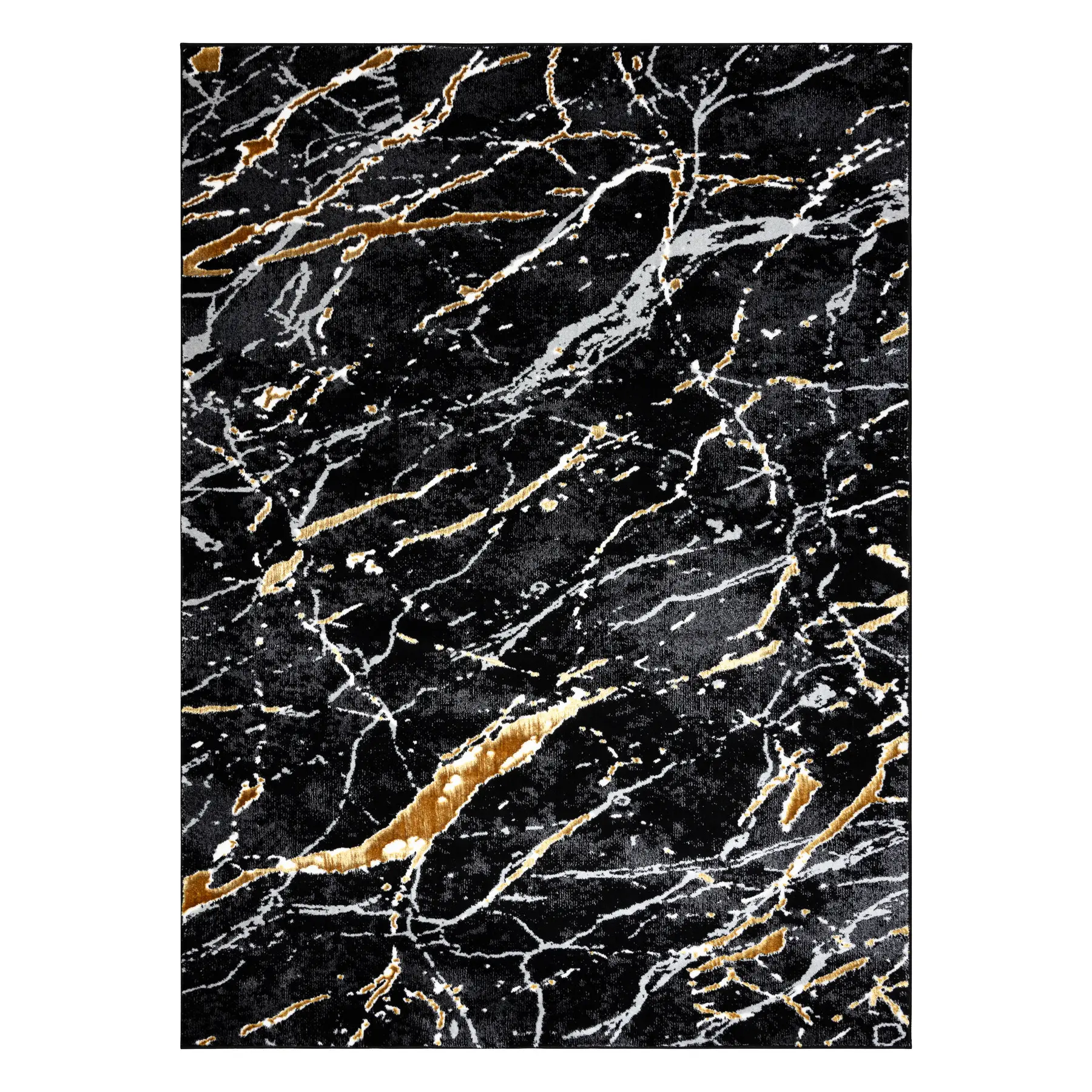 Dywany Łuszczów, Kusový koberec Allure 1963 black/gold, 140x190, černá, kancelář