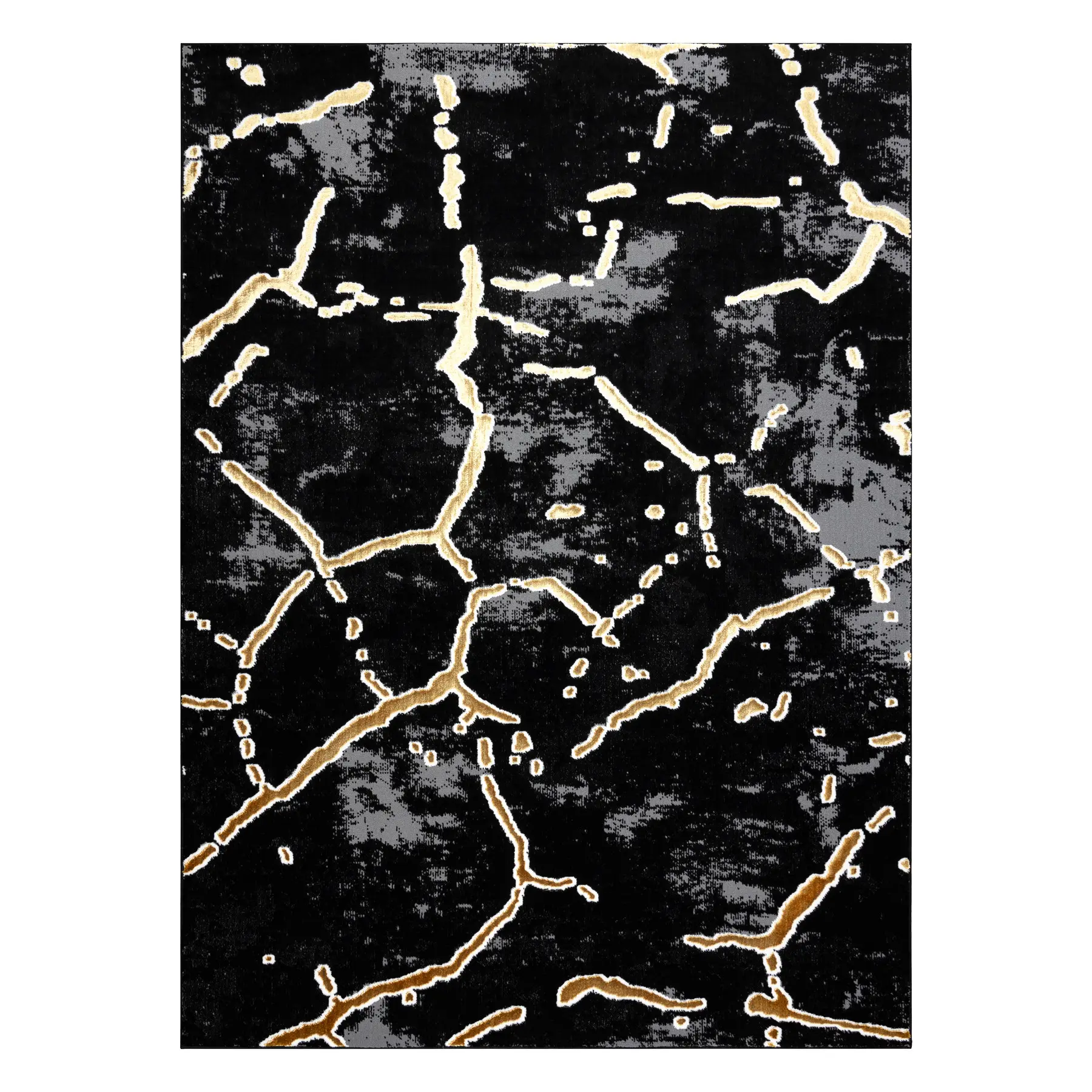 Dywany Łuszczów, Kusový koberec Allure 1967 black/gold, 160x220, černá, kancelář