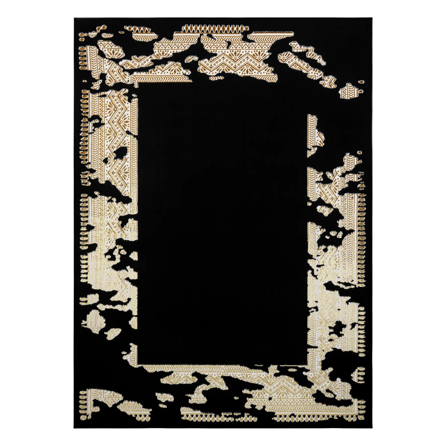 Dywany Łuszczów, Kusový koberec Allure 1965 black/gold, 200x290, černá, kancelář
