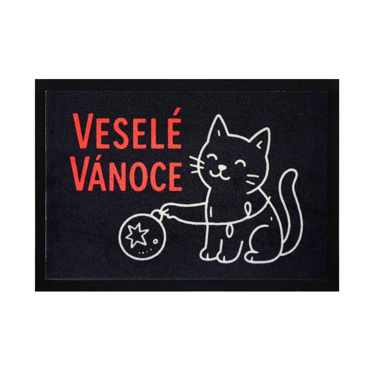 Mercury Flooring, Rohožka Veselé Vánoce s kočkou 40x60 cm, 40x60, černá