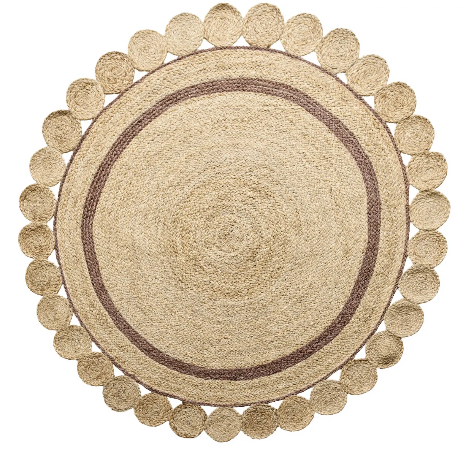 Diamond Carpets India, Ručně vázaný kusový koberec Ora J-28 Natural kruh, 80x80 (průměr) kruh, béžová, chodba / předsíň