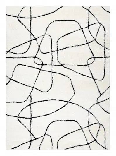 Dywany Łuszczów, AKCE: 120x170 cm Kusový koberec Mode 8522 abstract cream/black, bílá, chodba / předsíň