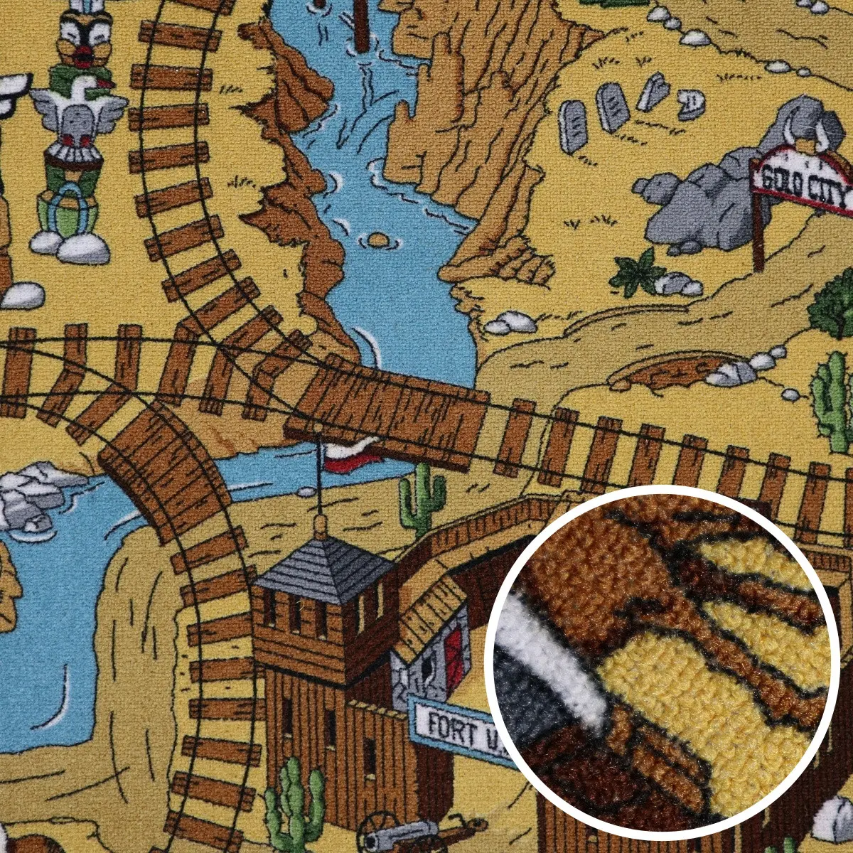 AladinWorld Expres, AKCE: 👣🛡️200x280 cm Dětský kusový koberec Western - obšitý ze všech stran + protiskluzová úprava, šíře, vícebarevná, filc, dětský pokoj