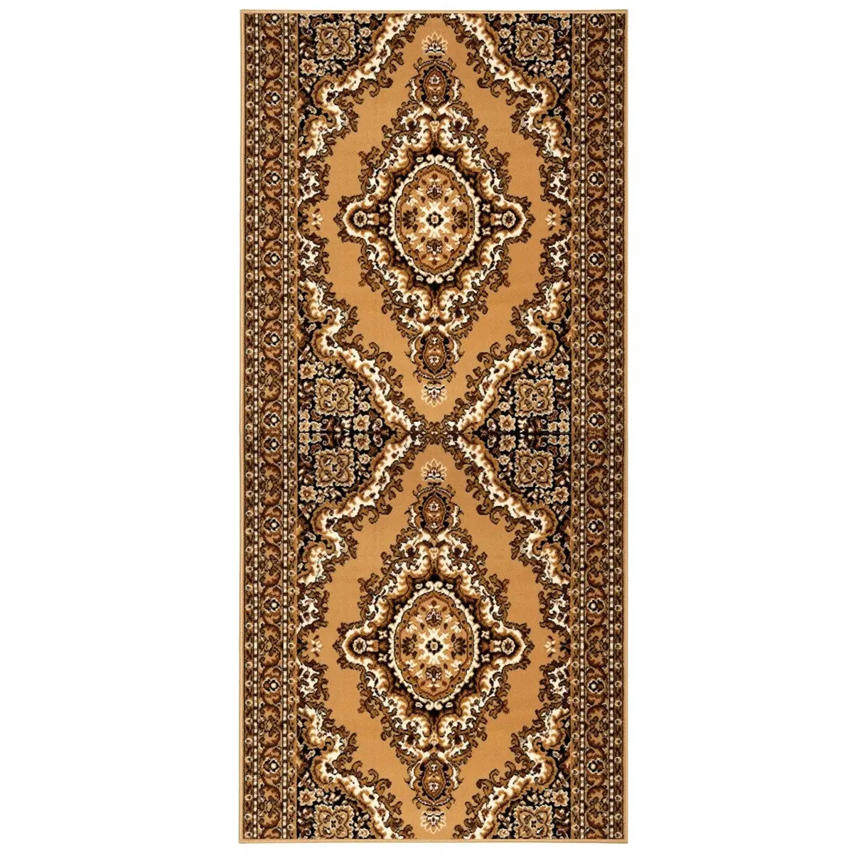 Alfa Carpets, AKCE: 260x120 cm Běhoun na míru TEHERAN T-102 beige - obšitý ze všech stran, béžová, chodba / předsíň