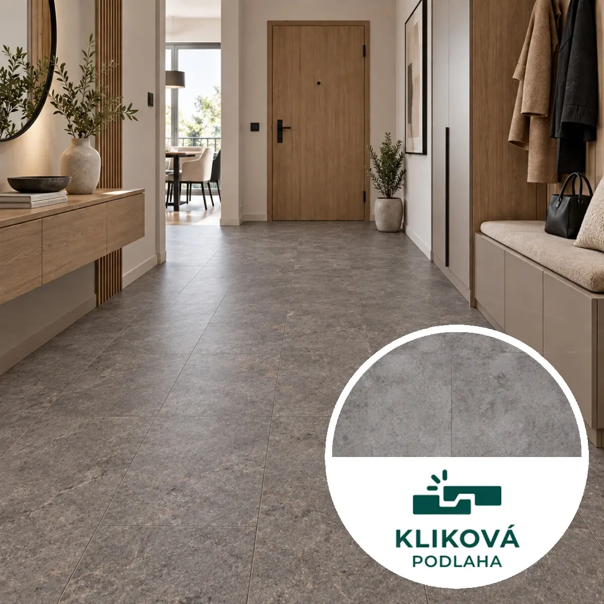 Egibi, Vinylová podlaha kliková Canadian Design Nice grey, 600 x 300 mm