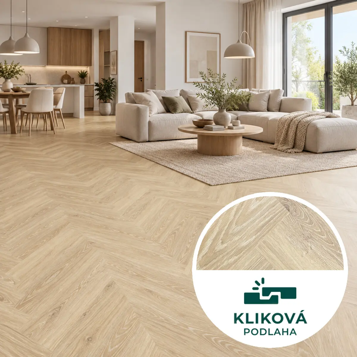 Egibi, AKCE: Kliková podlaha se zámky Vinylová podlaha kliková Canadian Design Herringbone Premium Whistler, 625 x 125 mm