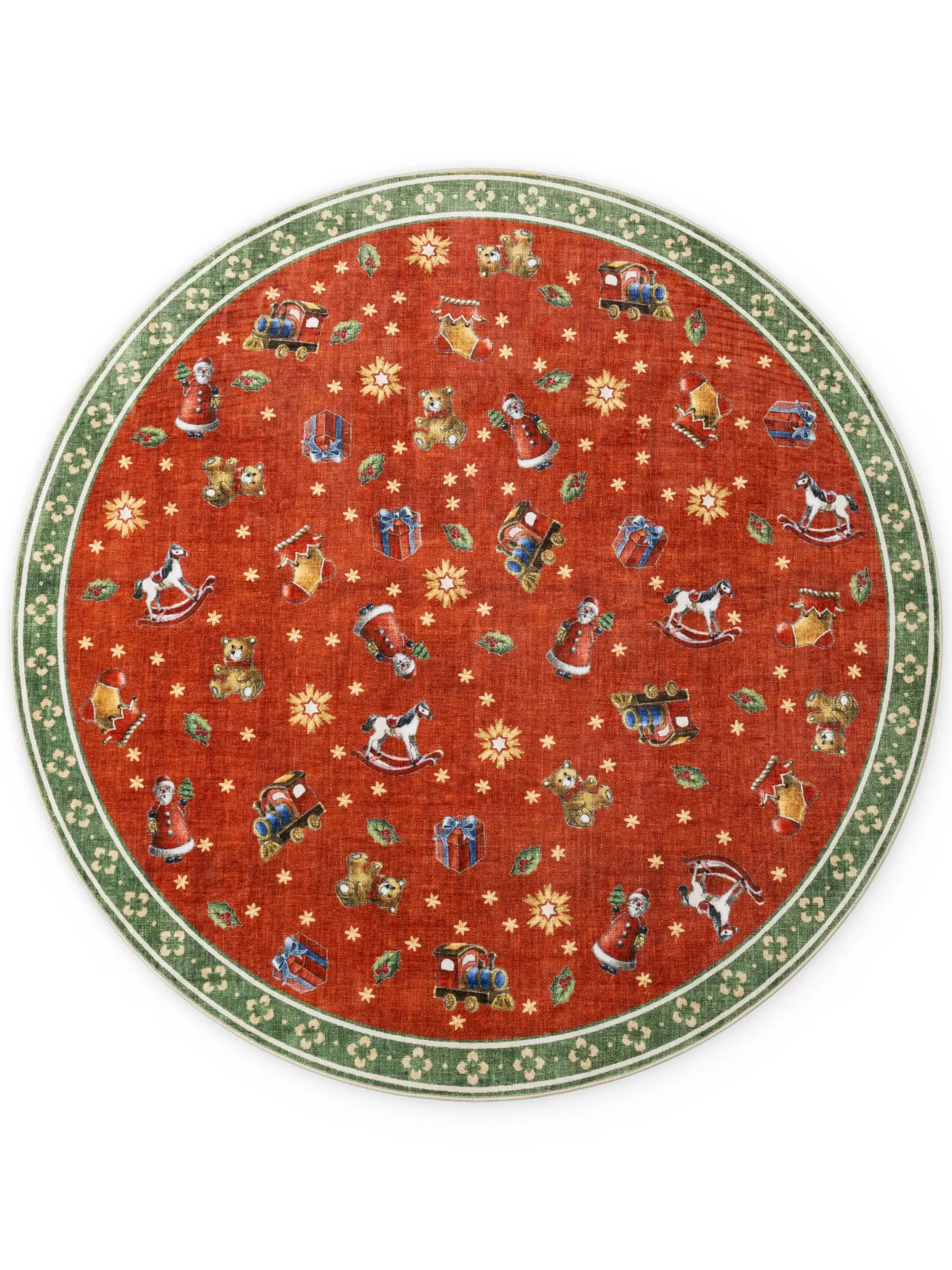 Kruhový kusový koberec Villeroy & Boch Toy´s Delight Nostalgic Noel 106499 Red Green Ø 200 cm