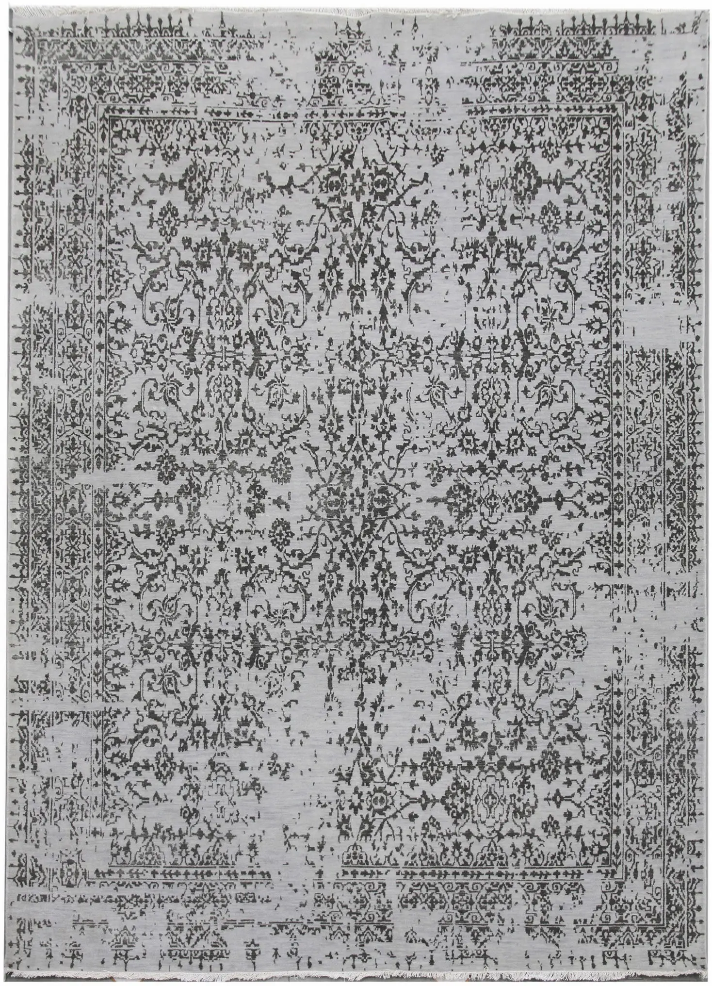 Diamond Carpets India, Ručně vázaný kusový koberec Diamond DC-JK 1 SILVER/BLACK, 180x275, šedá, chodba / předsíň