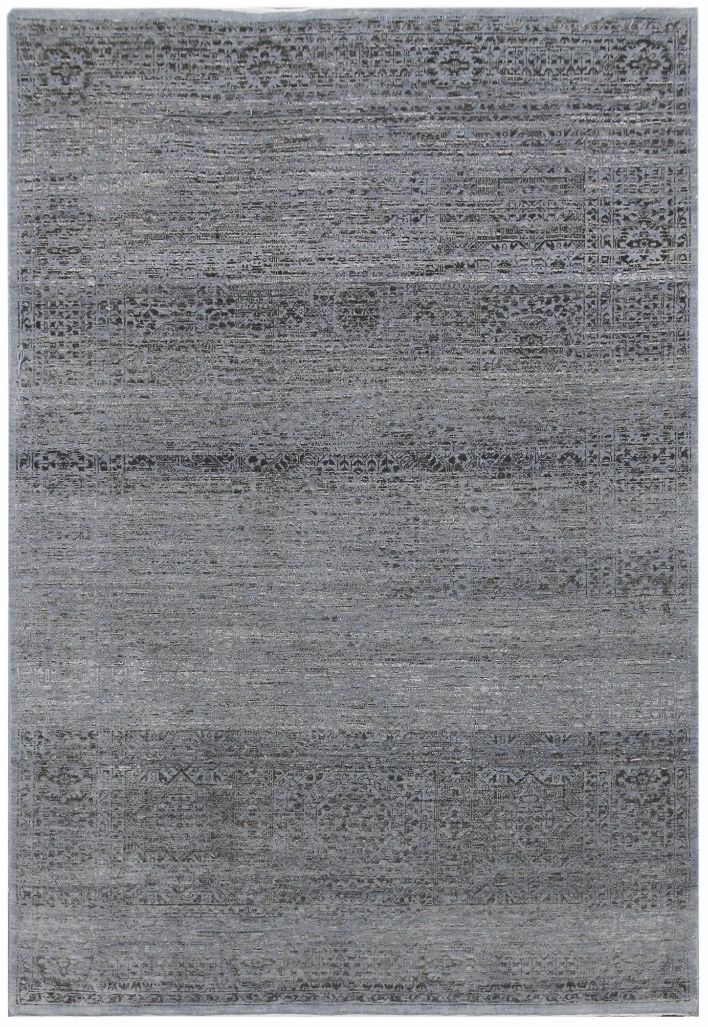 Diamond Carpets India, Ručně vázaný kusový koberec Diamond DC-MAMLOOK jeans blue/black, 120x170, modrá, chodba / předsíň