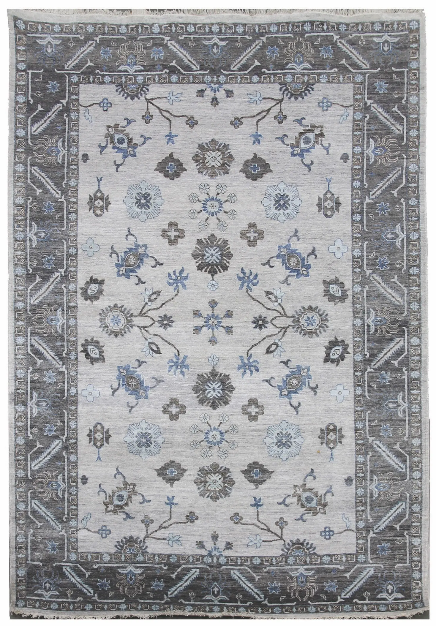 Diamond Carpets India, Ručně vázaný kusový koberec Diamond DC-USHAK silver/black, 365x457, šedá, kancelář