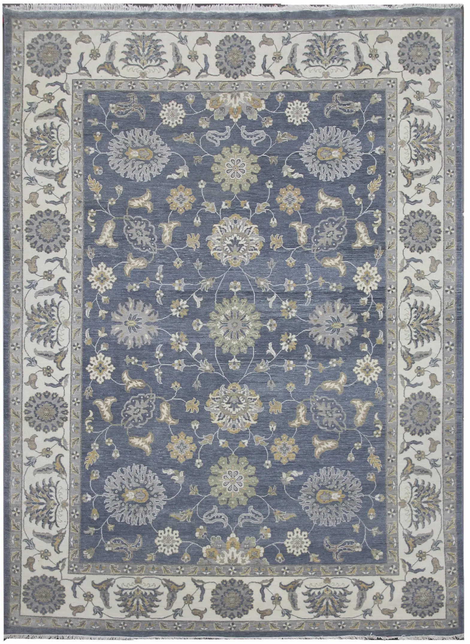 Diamond Carpets India, Ručně vázaný kusový koberec Diamond DC-ZIGLER Jeans blue/ivory, 305x425, modrá, chodba / předsíň