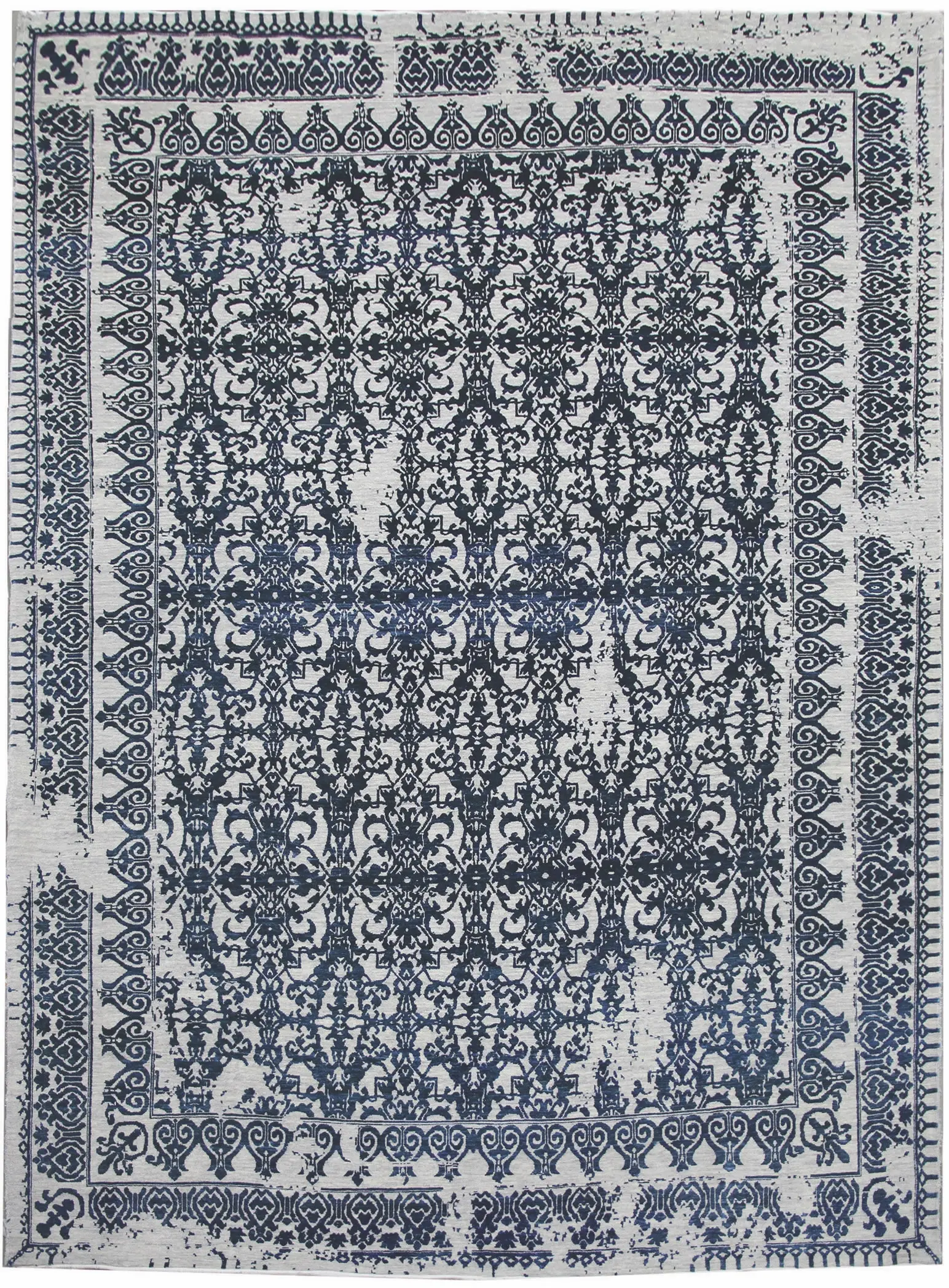Diamond Carpets India, Ručně vázaný kusový koberec Diamond DC-JK 7 Silver/denim, 180x275, šedá, chodba / předsíň