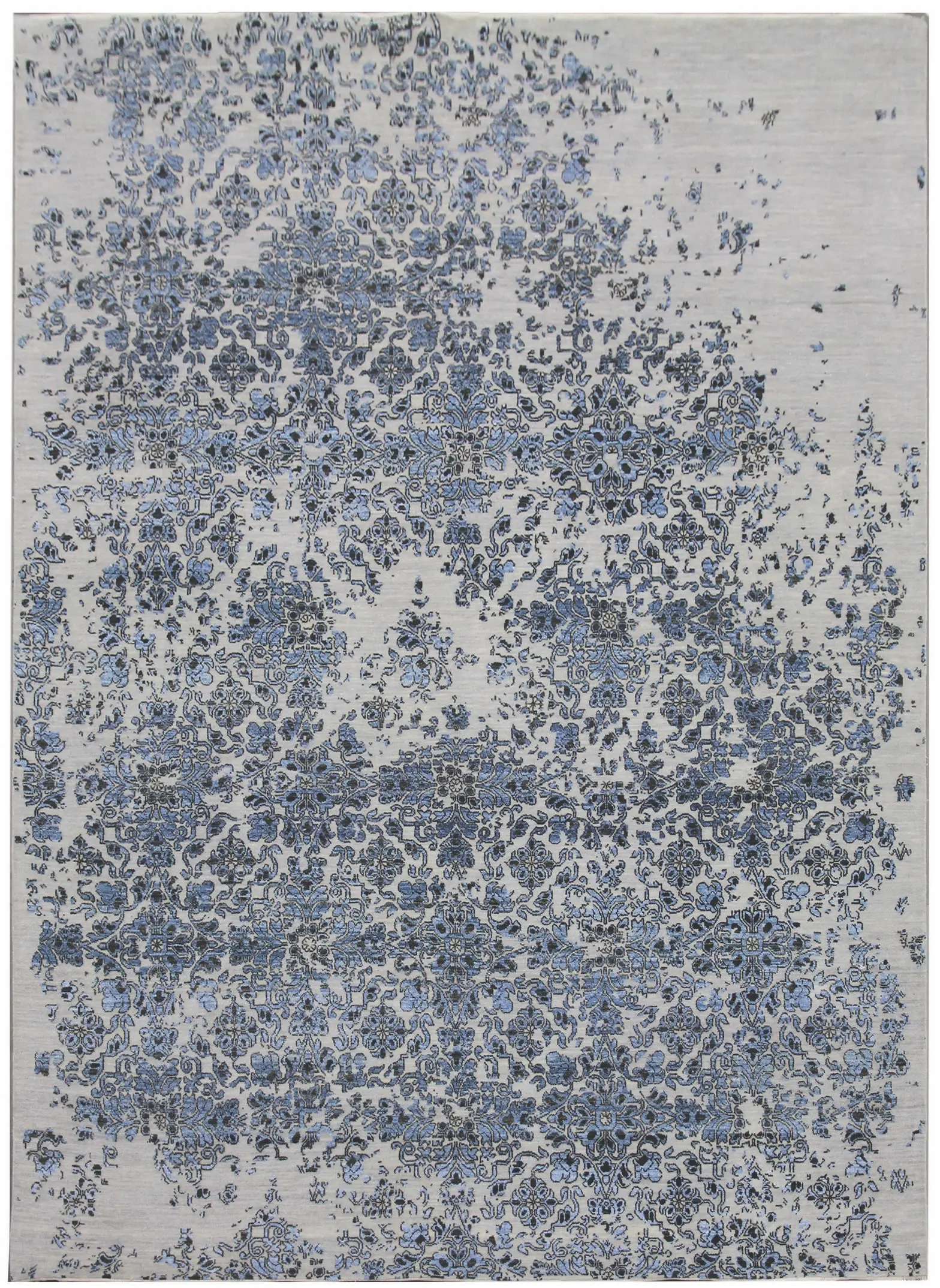 Diamond Carpets India, Ručně vázaný kusový koberec Diamond DC-JK 3 Silver/blue, 160x230, modrá, chodba / předsíň