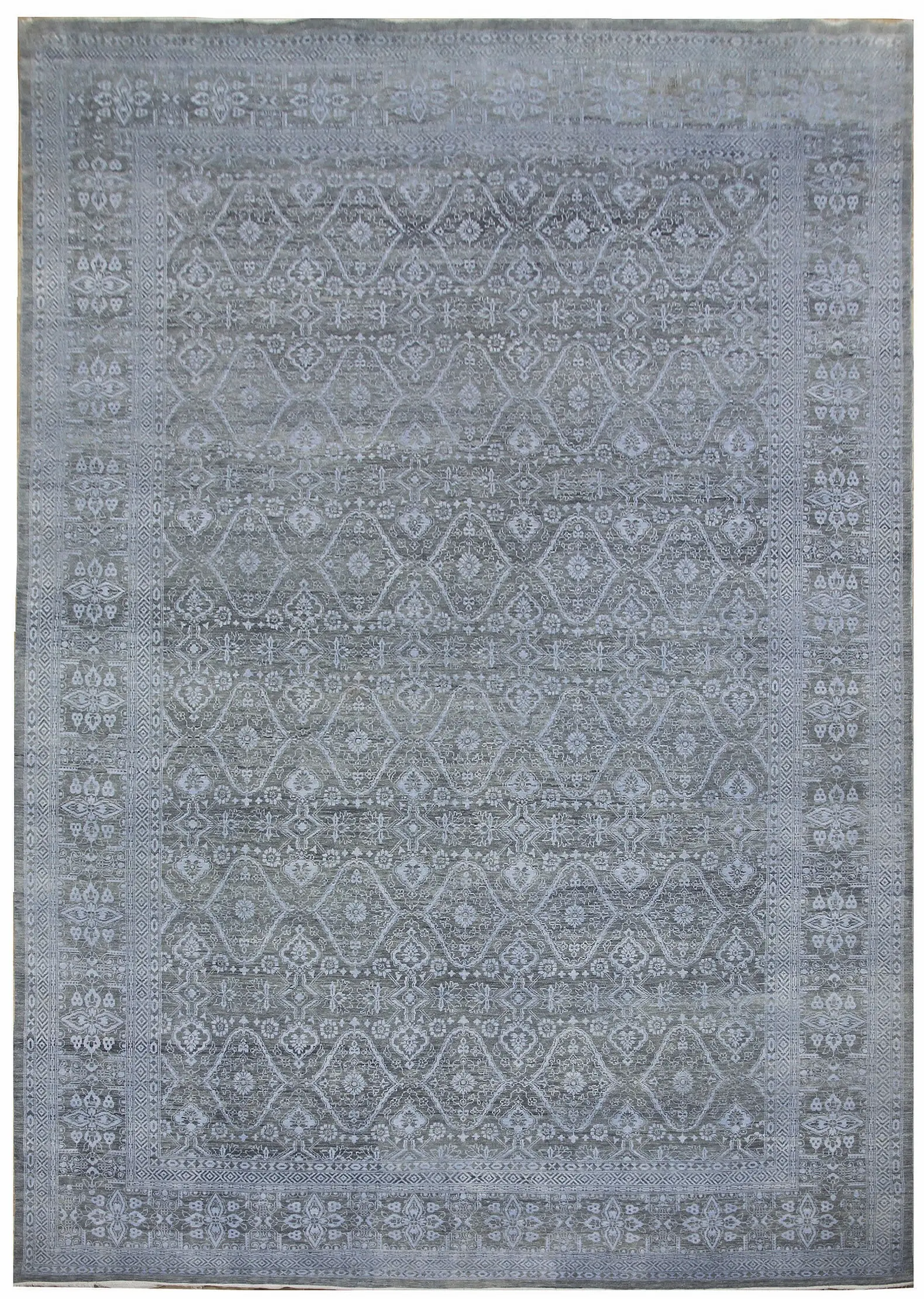 Diamond Carpets India, Ručně vázaný kusový koberec Diamond DC-HALI B Light grey/blue, 305x425, modrá, chodba / předsíň