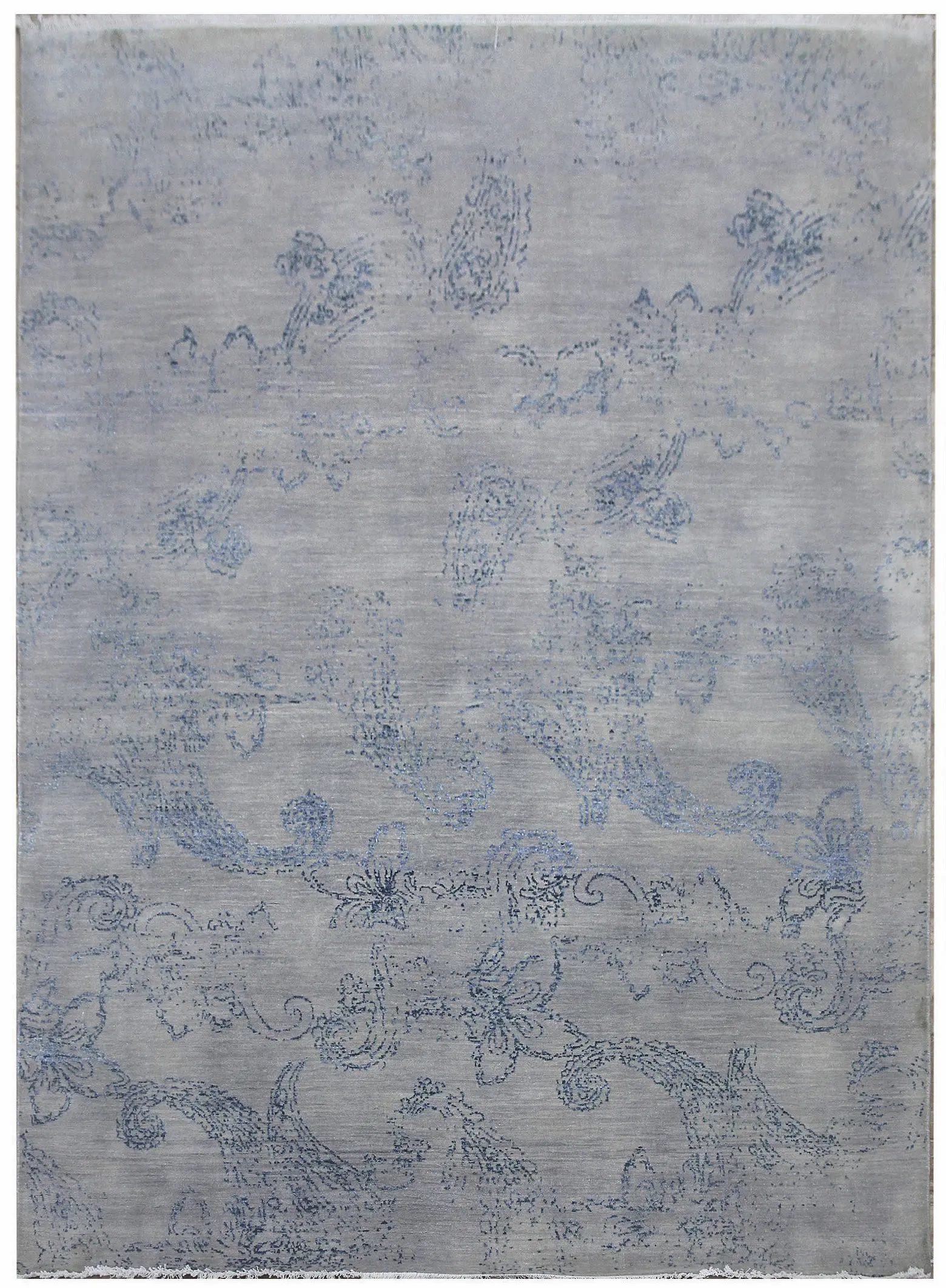 Diamond Carpets India, Ručně vázaný kusový koberec Diamond DC-KERRY 2 Silver/blue, 245x305, modrá, chodba / předsíň